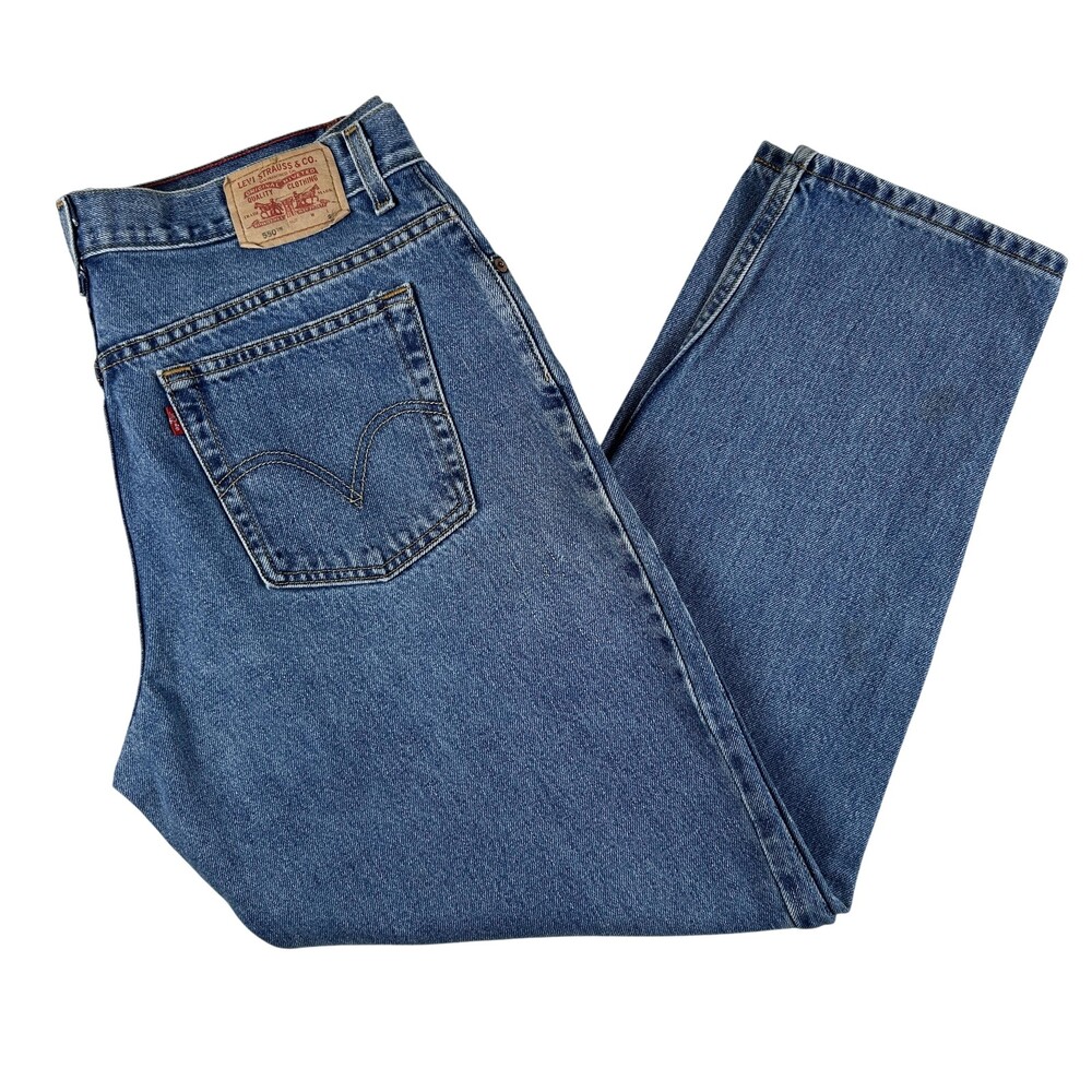 Levis 550 Jeans Womens 16 Short Medium Wash Blue High Rise Relaxed Tapered Denim